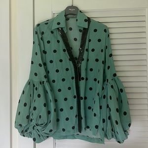 Silvia Tcherassi silk polka dot blouse with puff sleeves